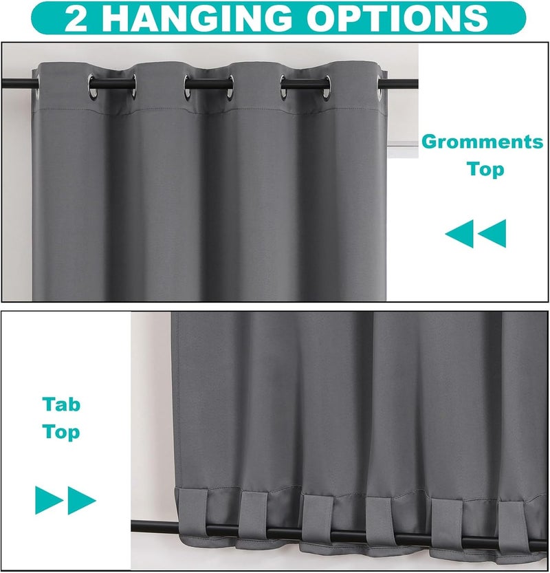 Flyfun Outdoor Curtains for Patio Waterproof - Weatherproof Porch & Gazebo Curtains, Grommet Top and Tab Bottom Drape,4 Panel, 52" W x 108" L, Grey - Image 3